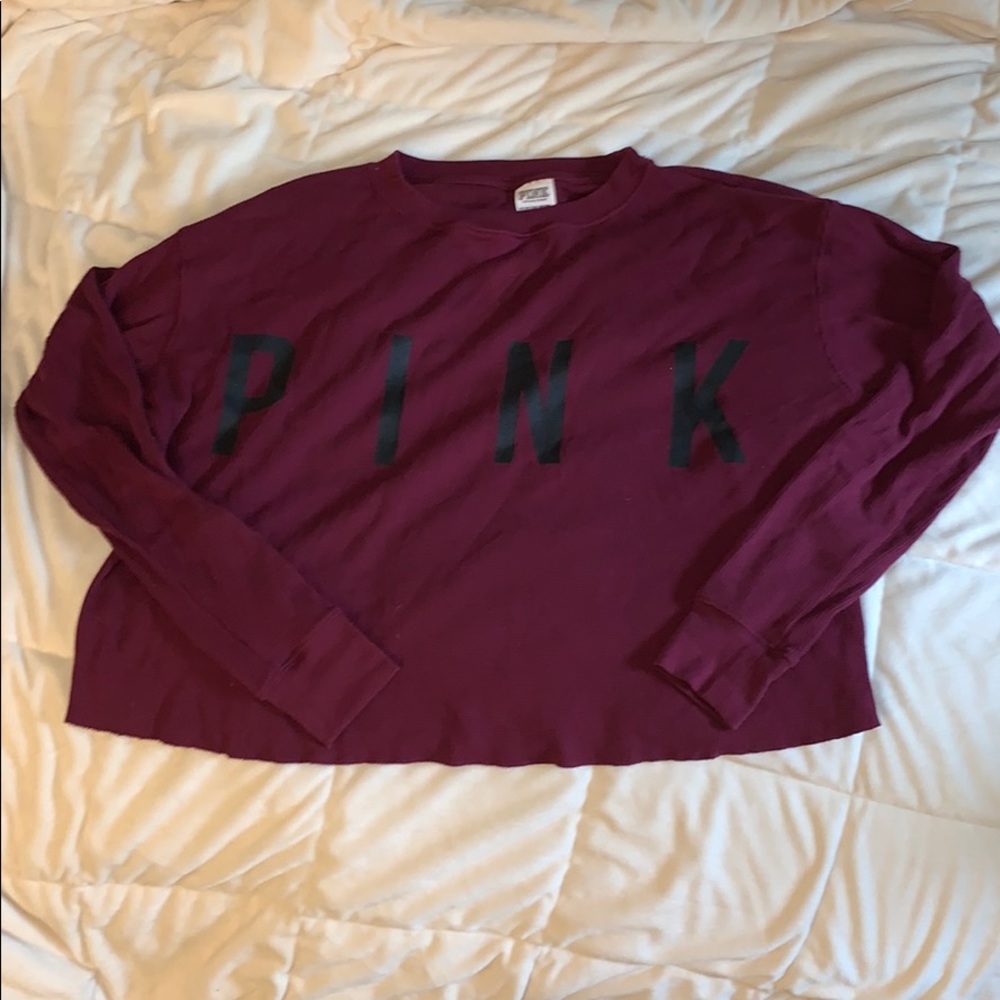 PINK long sleeve fleece T shirt
